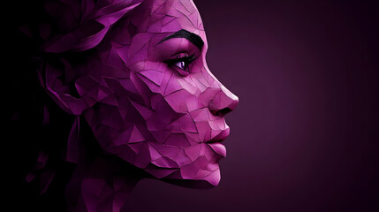 Wall Mural - Celebrating Women: Artistic Portrait in Purple Hues Honors Women's Equality Day