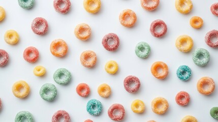 Colorful Round Snacks Arranged Aesthetically on White Table