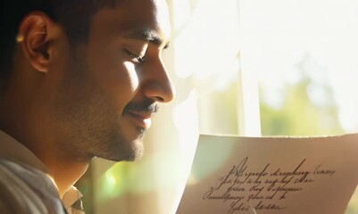 Canvas Print - Vietnamese Man Writing a Letter to a Pen Pal