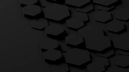 Leinwandbilder - abstract geometric background shapes black hexagon in relief, both high and low used to add different messages to visuals or backdrop images.,3d rendering