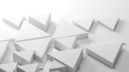 Leinwandbilder - abstract geometric background shapes white triangle in relief, both high and low used to add different messages to visuals or backdrop images.,3d rendering