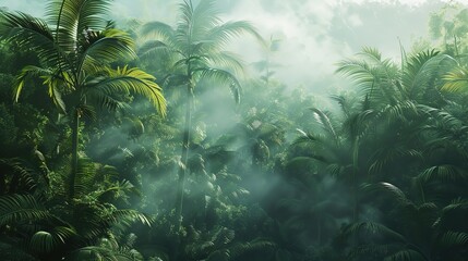 Rainforest with mist wallpaper