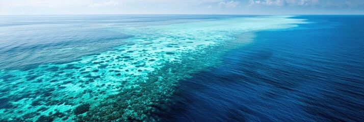 Wall Mural - Captivating Blue Divide on the Horizon of the Ocean