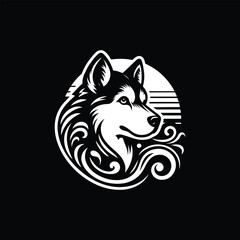 Wall Mural - Siberian Husky dog silhouette, logo, design style 