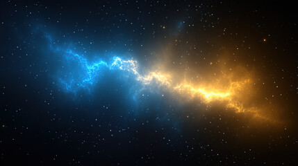 Blue and yellow glowing nebulae in the sky