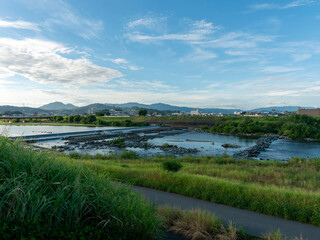 Wall Mural - 大和川堤防から見る真夏の風景