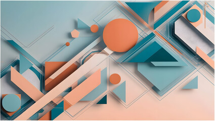 Wall Mural - Geometric Harmony: A symphony of pastel hues and playful shapes, this abstract 3D render celebrates the beauty of minimalist design.