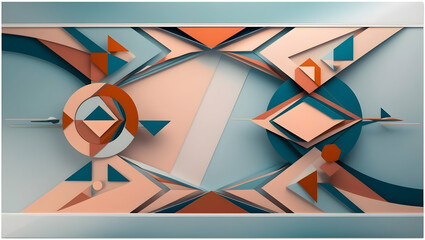 Wall Mural - Geometric Harmony: A symphony of pastel hues and playful shapes, this abstract 3D render celebrates the beauty of minimalist design.