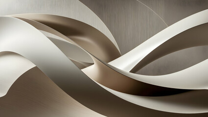 Poster - abstract curves: a minimalist abstract image of interlocking circles and curves in a subtle palette 