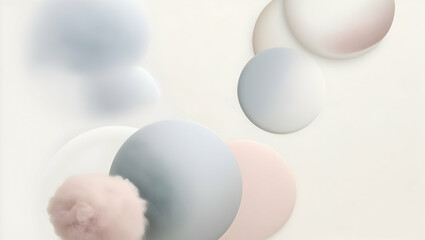 Poster - Abstract Minimalist Background: Organic shapes in soft pastel hues create a tranquil and modern abstract background. This ethereal composition is perfect for showcasing product displays, branding, or 