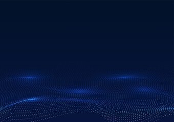 Fototapete - Abstract background technology. Layered flowing point particle waves. Represents the huge amount of data being processed by cyber technology. Illustration, Vector