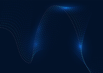 Poster - Abstract Background Technology. Layered flowing point particle waves. Represents the huge amount of data being processed by cyber technology. Illustration, Vector.
