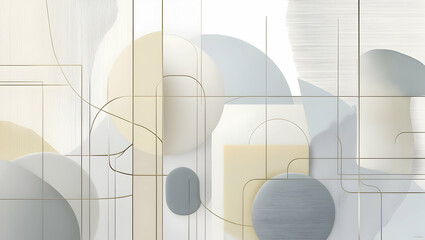 Poster - abstract minimalist shapes in grey and beige