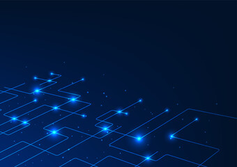Fototapete - Abstract Background Technology. Interconnected Circuits. Data technology is transmitted to the network server that stores and processes system files. Vector illustration, poster, illustration.