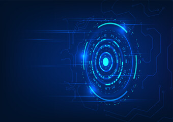 Fototapete - Technology background. Overlapping light beam technology circles, showing data processing in the system. Illustration, vector, poster.