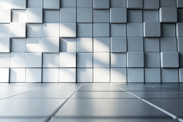 Poster - Modern abstract background with  geometric cube patterns. Creative design with shadows and reflections. Ideal for digital art, graphic design, and technology themes.