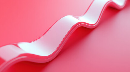 Poster - A close-up of a glossy, curved, white abstract shape on a vibrant red background. Modern and artistic design with smooth, flowing lines.