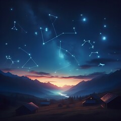 Wall Mural - night sky constellation astronomy.