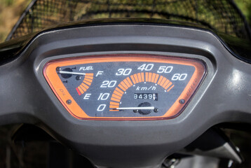 Dashboard on scooter, Detail of Moped Speedometer