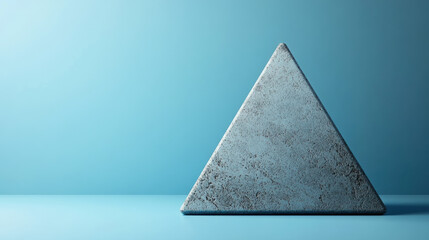 Poster - A textured concrete pyramid sits against a minimalistic blue background, creating a modern and geometric visual aesthetic.
