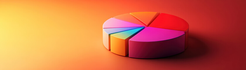 Poster - Vibrant  pie chart on a gradient background, showcasing colorful data visualization in a modern and eye-catching style.