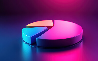 Poster - Modern  pie chart with vibrant gradient colors on a sleek, reflective surface, ideal for data visualization, business presentations, and infographics.