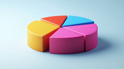 Poster - Colorful  pie chart with five segments representing data visualization. Ideal for business presentations, financial reports, and educational materials.