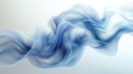 Wall Mural - A white background with a light blue gradient and flowing lines, featuring an abstract shape that resembles smoke or waves.