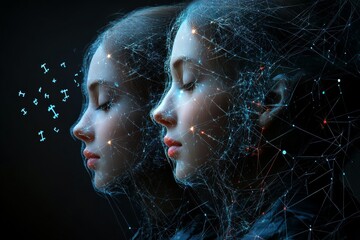 Poster - Dual Brainpower Two Female Profiles with Interlinked Brain Patterns Representing Cognitive Connectivity and the Power of Shared Thoughts