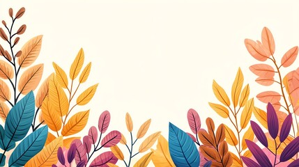 Colorful autumn leaves illustration on a light background, perfect for seasonal greeting cards, invitations, and decorative designs.