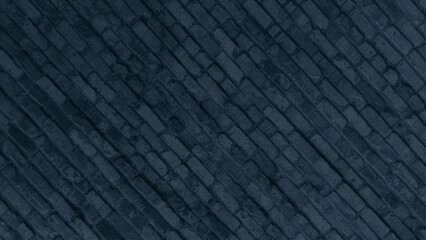 Wall Mural - Brick diagonal dark black and white wall