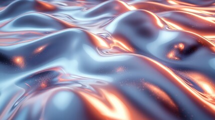 Wall Mural - Ultra-realistic image of a wavy metallic background.