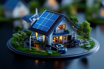 Poster - Clean energy cost-effectiveness is showcased in a realistic photo of a solar-powered community, emphasizing the economic benefits of renewable energy