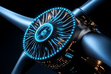 Aufkleber - Clean energy technological advancements are highlighted in a futuristic illustration of a state-of-the-art wind turbine with cutting-edge design
