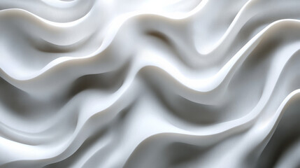 Poster - Abstract white wavy texture background with smooth flowing lines and gradients, creating a serene, elegant, and minimalist visual effect.