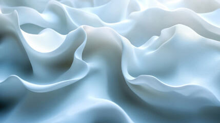 Poster - Soft, flowing white fabric with gentle folds. Perfect for backgrounds, textures, or design projects looking for a serene, elegant aesthetic.