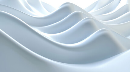 Poster - Abstract white wavy texture background with smooth, flowing lines and soft gradients creating a serene, calming atmosphere.