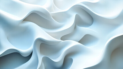 Poster - Abstract flowing white fabric texture with soft curves and folds creating a delicate and ethereal visual pattern, perfect for backgrounds or design elements.