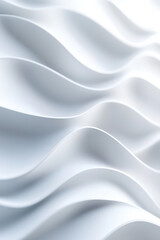 Poster - Abstract fluid white wave pattern background with smooth and elegant curves, creating a serene and minimalist design.