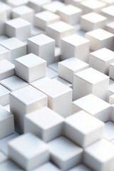 Poster - Abstract   of numerous white cubes arranged in a pattern, creating a modern and minimalist geometric background.