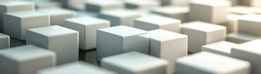 Wall Mural - Abstract close-up of white  cubes arranged in a geometric pattern, creating a modern and minimalist background.