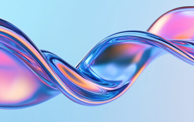 Poster - A vibrant, abstract digital art piece with fluid lines and vivid colors on a soft blue background, representing modern creativity and innovation.