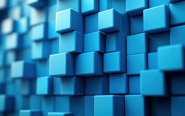 Poster - Abstract   of blue cubes in varying heights, creating a modern and geometric pattern, perfect for technology and architecture backgrounds.