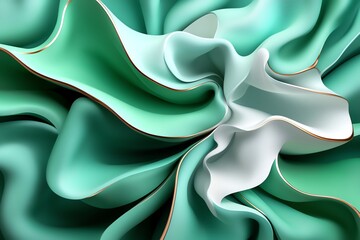 Poster - Mint color abstract shapes with flowing lines and soft gradients, depicted in an artwork where abstract shapes in mint and pastel tones flow together, creating a dynamic and visually soothing