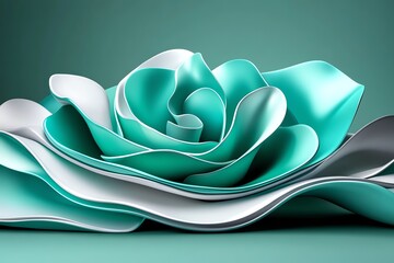 Poster - Mint color abstract shapes with flowing lines and soft gradients, depicted in an artwork where abstract shapes in mint and pastel tones flow together, creating a dynamic and visually soothing