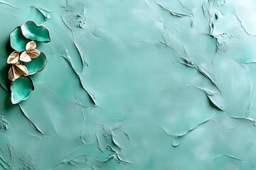 Aufkleber - Mint color minimalist art with subtle textures and soft tones, depicted in an artwork where minimalist art features subtle textures and soft tones in mint and pastel shades, creating a calming