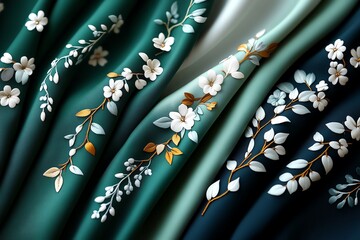 Aufkleber - Mint color nature-inspired patterns with delicate details, captured in a photo where patterns feature delicate, nature-inspired designs in mint and pastel tones, perfect for textiles or wallpaper