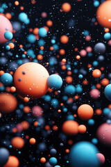 Poster - Vibrant abstract  spheres in a variety of colors floating against a dark background, creating a dynamic and mesmerizing visual effect.