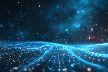 Aufkleber - A mesmerizing digital landscape with glowing data points and illuminated lines set against a dark, starry background, evoking a sense of futuristic technology.