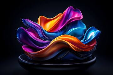 Aufkleber - Neon color abstract art with fluid and dynamic shapes, captured in a photo where abstract art features neon-colored fluid shapes, moving and blending together to create a sense of energy and